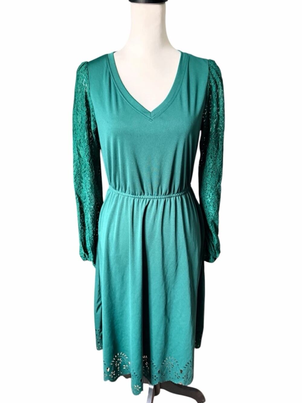 Grace Karin Green Long Sleeve Dress Medium V-neck